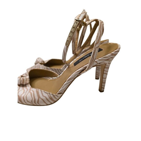 Ann Taylor Womens Open-Toe Heels With Knotted Bow Beige & White Size 8 - Picture 12 of 16